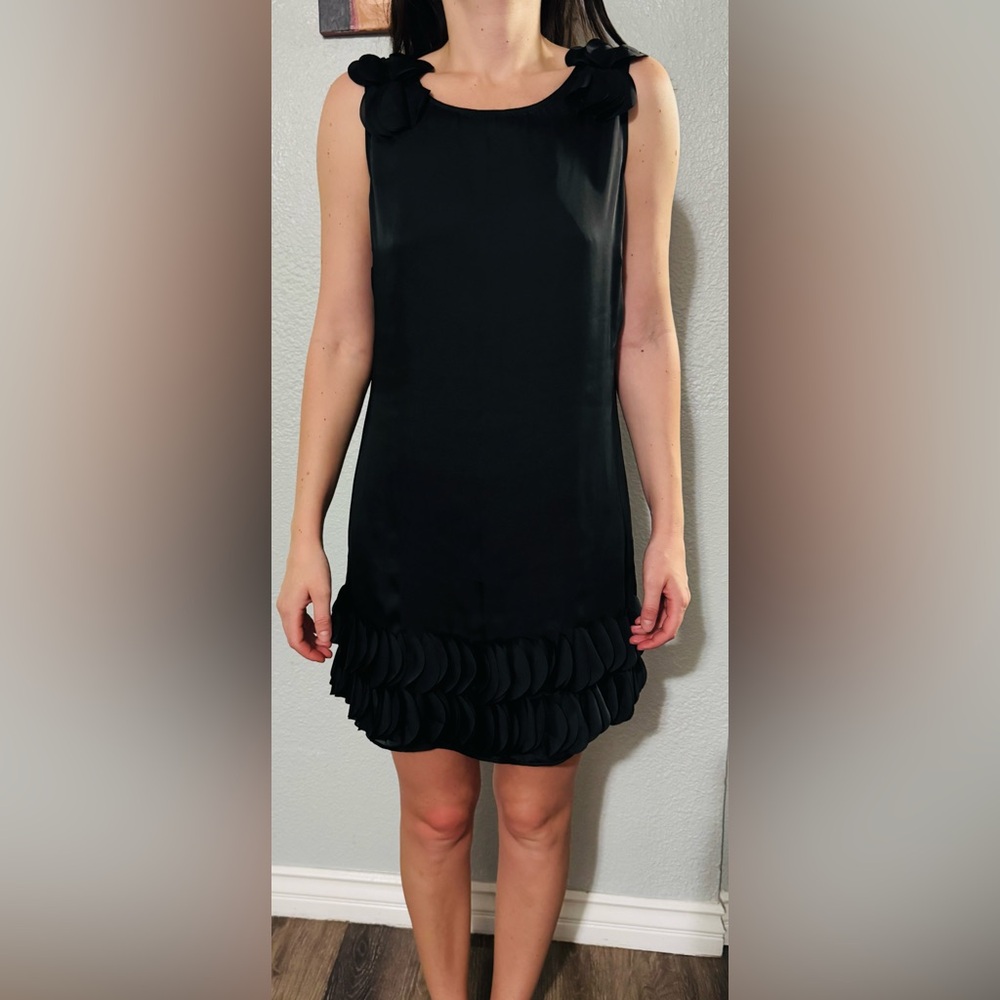 ASOS Black Ruffle Hem Mini Dress